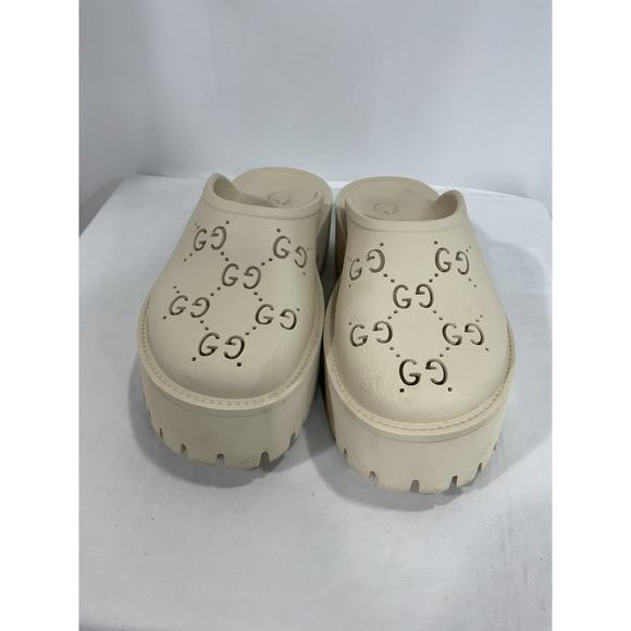 Gucci 'Gg' White Rubber Sandals Size 8 - Picture 2 of 5